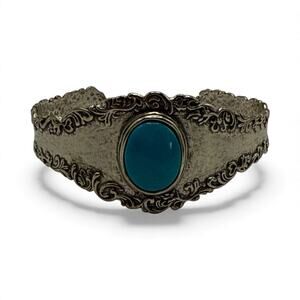 Paz Creations .925 Israel Sterling Silver Turquoise Cuff Bracelet Size 7